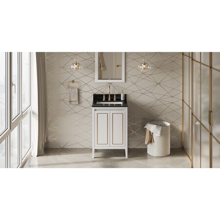 Jeffrey Alexander 24In. White Percival Vanity, Black Granite Vanity Top, Undermount Rectangle Bowl VKITPER24WHBGR